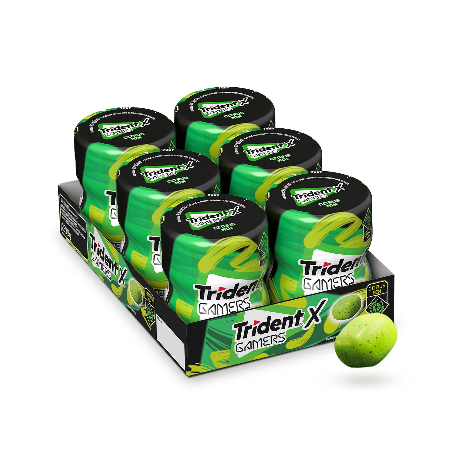 Chiclete Trident X Gamers Citrus Mix - Caixa com 6 unid de 48,3g